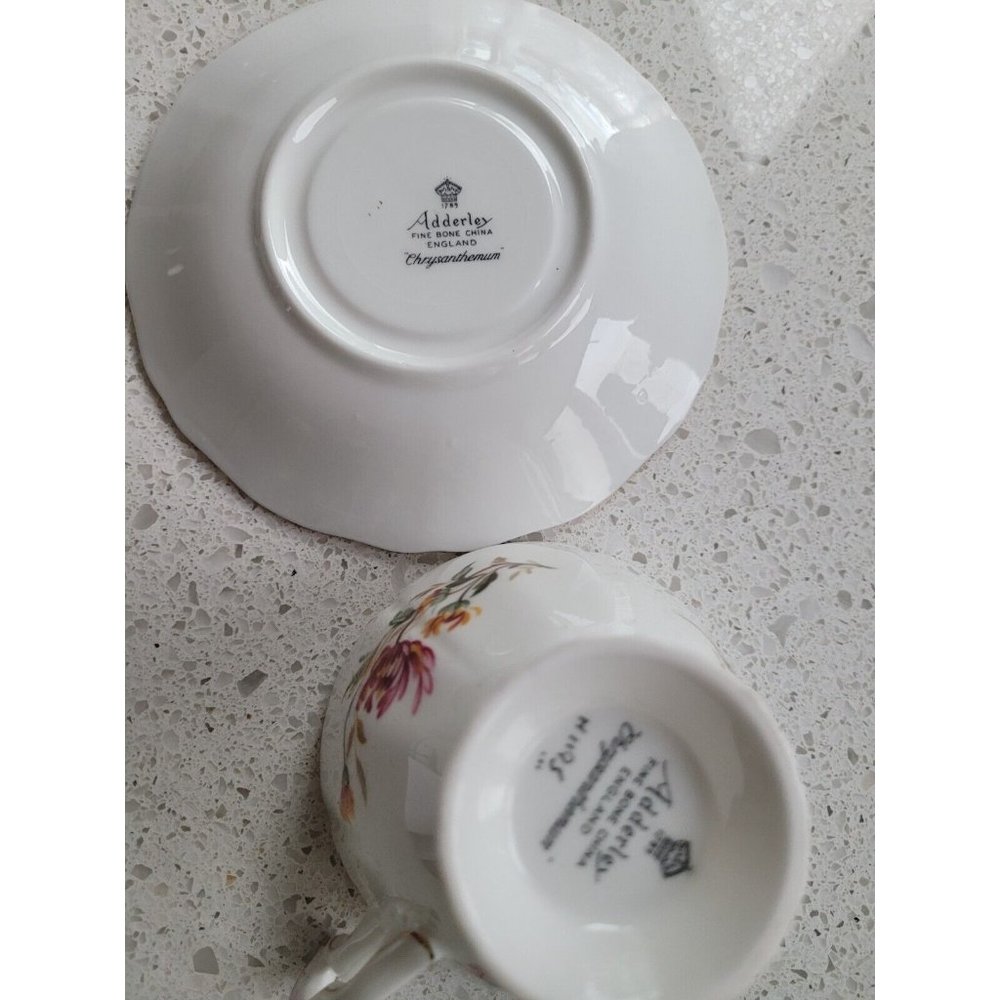 ROYAL ADDERLEY ENGLAND TEA CUP AND SAUCER Chrysanthemum - Picture 9 of 9